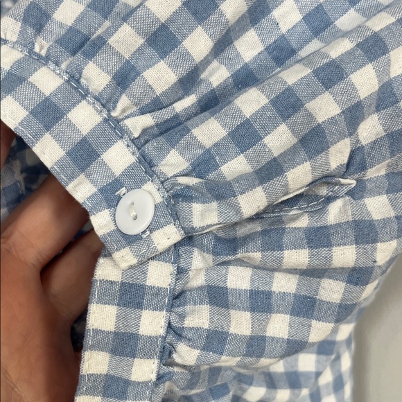 Blue and White Gingham Blouse L - Picture 5 of 11